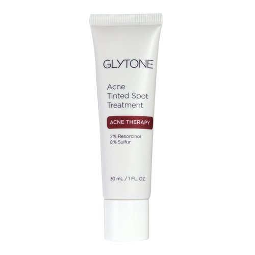 Glytone Acne Spot Treatment Face Cream with 8% Sulfur & 2% Resorcinol, Tinted Acne Treatment for Teenagers, Conceals Blemishes, 1 oz