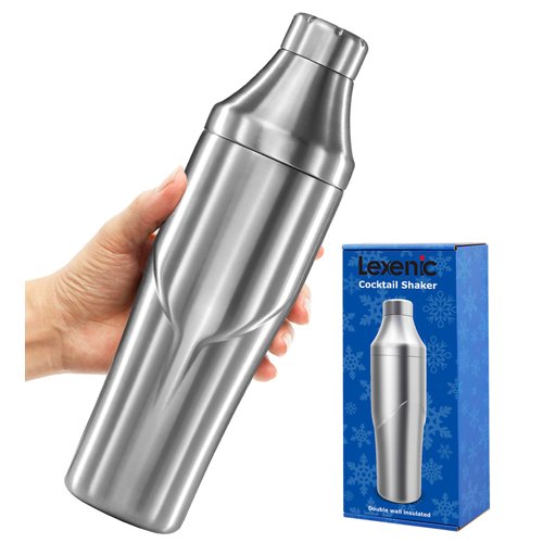 Lexenic 24oz Vacuum Insulated Cocktail Shaker - Perfect for Martini, Margarita - Leak-Proof Design and Built-in Strainer for Effortlessly Impressive Drinks - Premium Stainless Steel Drink Shaker