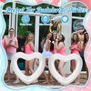 Junkin 47.3 x 39.4 Inch White Heart Pool Float Inflatable Swim Float Water Ring Bachelorette Pool Float Loungers Tube Swimming Pool Float for Engagement, Wedding, Summer Beach Party(2 Pcs)