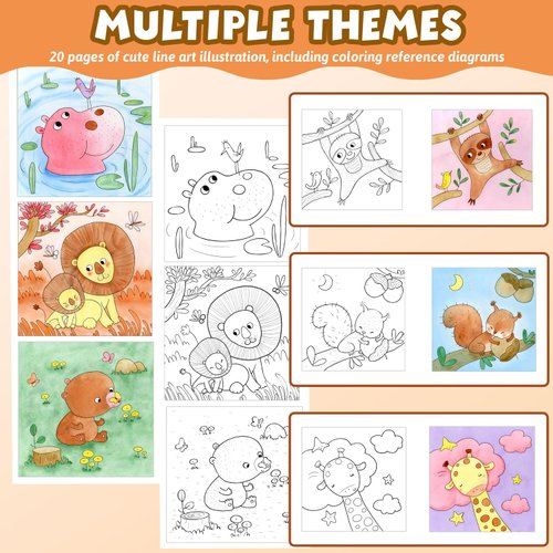 Paint with Water Books for Kids, 20 Pages Watercolor Painting Arts and Crafts Coloring Book for Kids Ages 4-8, Toys Gifts for Girls Boys Age 4-6