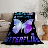 Butterfly Blanket Warm Soft Cozy Just a Girl Who Loves Butterflies Throw Blanket Gifts for Women Girls Plush Fluffy Butterfly Stuff Fleece Flannel Gifts Blankets for Kids Adults 50"X40"