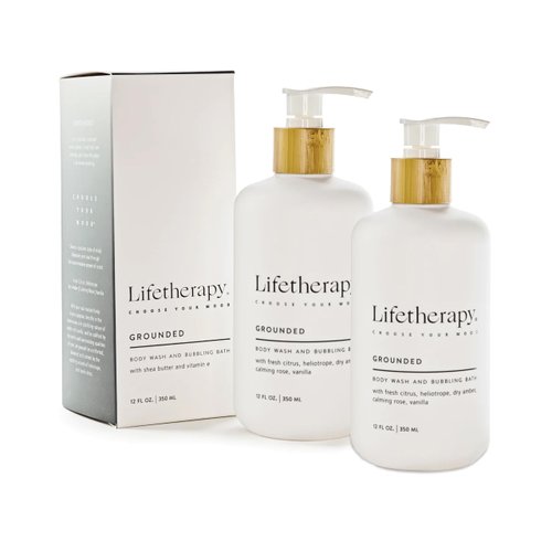 Lifetherapy Grounded, Made For All Skin Types, Nourishing, 12 Ounce, Multiuse Liquid Soap, Body Wash, Bubble Bath, Pack of 2