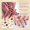 RODAKY 40PCS Red Heart Nail Charms Valentine's Day 3D Heart Shape Nail Art Supplies with Red Rhinestone Nail Gems Rhinestones Jewelry for Women Acrylic Nail Art Design Decoration