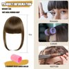 TENDER EPOCH Bangs Hair Clip in Bangs - Fake Curtain Flat French Bangs Clip on Hair Extensions, Natural Thick Bangs Fringe with Temples Hairpieces for Women Daily Wear - Light Brown