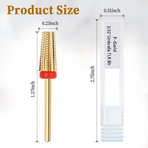 Qianyu Super Long 5 in 1 Nail Drill Bits Professional 3/32'' Carbide Tungsten Two Way Rotary Use for Both Left and Right Handed Advanced Safety Bits Fast Remove Acrylic Nails for Manicure Pedicure