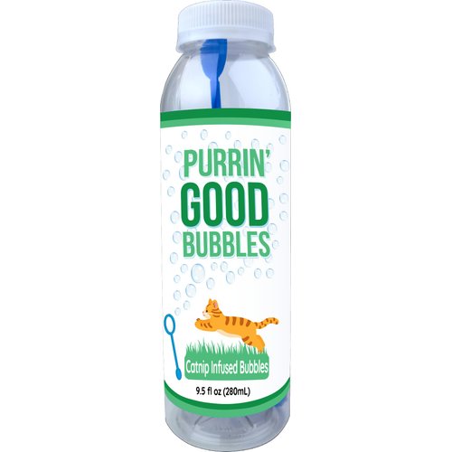 Generic Purrin’ Good Bubbles, Cat Toy, 9.5 fl oz Natural Plant-Based Catnip Infused Bubble Solution, Green
