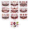 Halloween Temporary Horror Scary Mouth Zombie Skull Red Tattoo Stickers Women Adults Makeup Face Art Decorations Accessories Day of The Dead Party Props 10 sheets