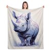 ALIFAFA Rhino Blanket, Cute Rhinoceros Throw Blanket, Rhino Gifts for Kids, Gifts for Rhino Lovers, Soft Plush Rhino Fleece Blanket, Rhino Themed Birthday, 50"x40"
