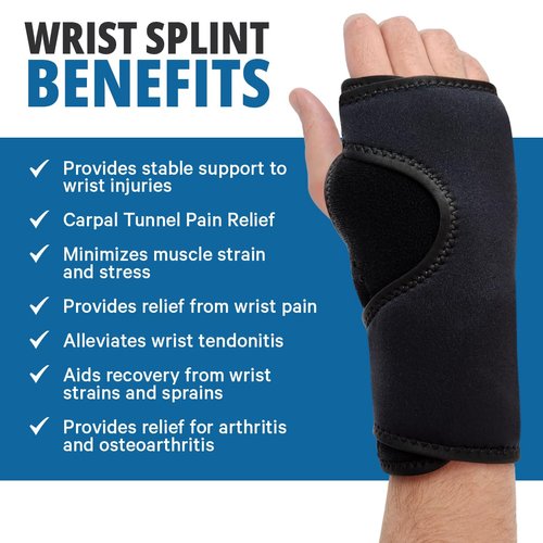 Hand Brace for Carpel Tunnel Wrist Brace Night Support - Extra Comfort for Night ,- Adjustable Night Wrist Support With Splints for Arthritis, Tendonitis, Sprain, wrist pain and Injuries - Fits Left or Right One size fits all