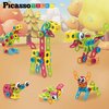 PicassoTiles 115 Piece Building Blocks Set Kids STEM Toy Construction Engineering Sensory Toys Kit Block Children Early Education Playset with FREE IdeaBook, Clickable Ratchet Age 3+ Boys Girls PTN115