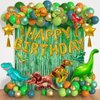 Dinosaur Birthday Party Decorations Supplies, 125Pcs Dinosaur Green Orange Blue Balloons Garland Arch Kit Happy Birthday Dino Foil Balloon Curtain for Kids Boys Dino Jungle Safari Baby Shower Party