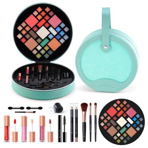 Color Nymph All In One Makeup Kit For Teens With Portable Cosmetics Bag, Multiple Makeups For Begginers As Christmas,New Year,Birthday Gift Included 38-Colors Eyeshadows Lipglosses Brushes(Green)