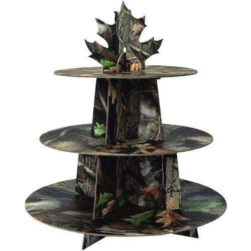 Havercamp Next Camo Party Cupcake Stand | 1 Count | Great for Hunter Themed Party, Camouflage Motif, Birthday Event, Graduation Party, Father's Day Celebration