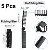 uxcell 5 Pcs Plastic Folding Hair Brush, Black Double Headed Hair Straight Combs, Foldable Anti-Static Hair Fine Teeth Comb for Women Men,Travel Hairdressing Tools for Cutting,Home,Barber