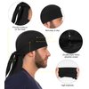 MELASA Cooling Do Rags Skull Cap Helmet Liner, Sweat Head Wraps Bandanas for Men Running Cycling Motorcycle(Black&Black)
