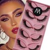 Cat Eye Lashes Mink Magnetic Eyelashes Natural Look 3D Curl Winged Natural Durable Makeup Realistic Self Adhesive Messy End Eye Elongated Thick False Eyelashes Soft Fake Lashe (5 Pairs Pack) (Style 4)