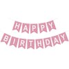 Fabric Happy Birthday Banner, Pre Assembled Glitter Pink Birthday Sign for Birthday Party Decorations supplies