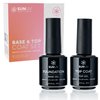 SUNUV 15ml Gel Top Coat and Base Coat Set, Gel Nail Polish Kit 2 Pack, Hema Free Gel for Nails Art Manicure UV Nail Lamp No Wipe High Gloss Gifts for Women