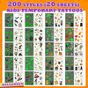 200 PCS Halloween Temporary Tattoos,Glow Halloween Tattoos for Kids, Waterproof Kids Temporary Tattoos, Fun Halloween Party Favors Game Supplies, Trick or Treat Gifts for Kids Boys and Girls