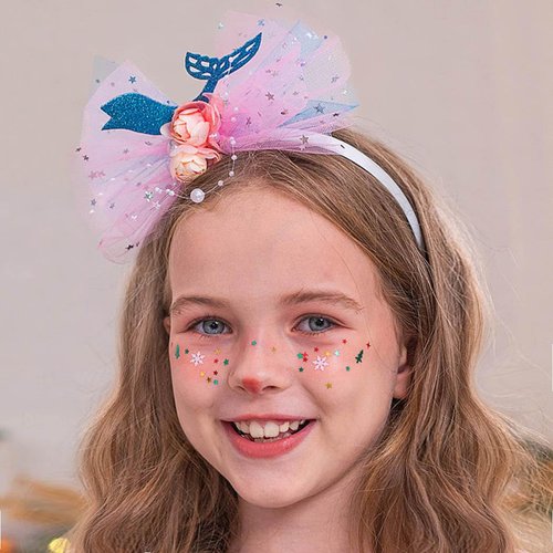 Kilshye Flower Girl Headband Pink Beach Hair Band Sequin Bow Headpeice Party Costume Hair Accesso...