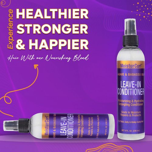 GOLD BANNER BEAUTY MoisturCURL Leave-In Conditioner 8oz – Moisturizes, Shines & Defines Curls | Hydrates, Strengthens & Detangles | Vegan & Cruelty-Free for Healthier Hair