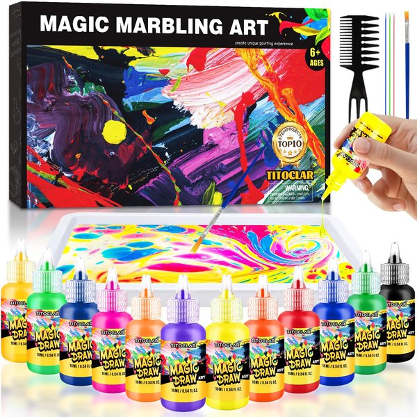 Water Marbling Paint Kit, Arts and Crafts For Kids,Birthday Gifts for Girls Boys 3+Years Old, Toys For Ages 8-13 5-7 3-6, Art Supplies for Kids