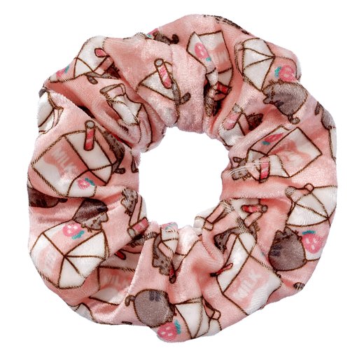 Pusheen the Cat Pink Strawberry Milk Carton Hair Scrunchie, 1 Count (Pack of 1)