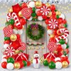 Dendrim 172PCS Christmas Balloons Garland Arch Kit, Red White Green Gold Holiday Party Balloons Decorations with Candy Cane Gifts Box Red Star Foil Balloons for Xmas Themed Birthday Party Supplies