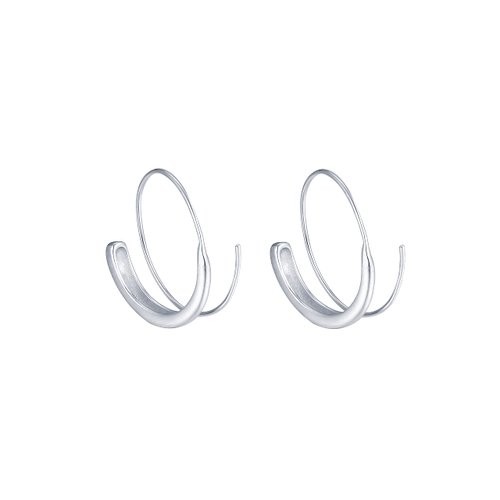 SLUYNZ 925 Sterling Silver Wire Threader Drop Earrings Hoop for Women Teen Girls 2.2CM Hoop Earrings Pull Through Earrings (A-Silver)