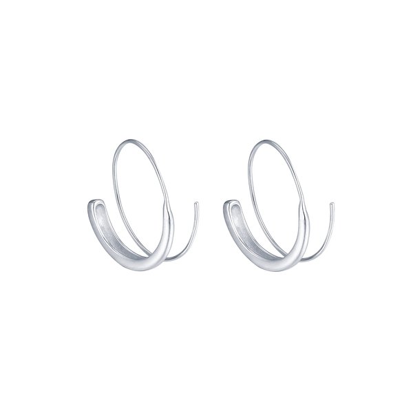 SLUYNZ 925 Sterling Silver Wire Threader Drop Earrings Hoop for Women Teen Girls 2.2CM Hoop Earrings Pull Through Earrings (A-Silver)