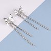 Sttiafay Vintage Bow tennis chain Drop Earrings Long Crystal Chain Earrings Silver Bow Cz Tassel Earrings Sparkly Cz Bowknot Stud Earrings Jewelry for Women