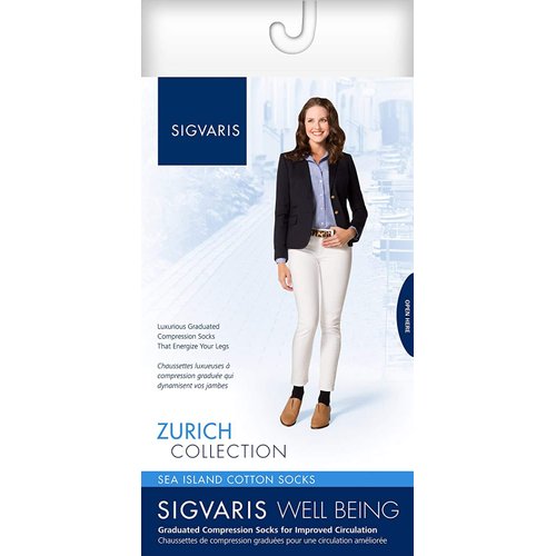 SIGVARIS Women’s SEA Island Cotton 151 Knee-High Compression Socks 15-20mmHg - Black - A (Small)