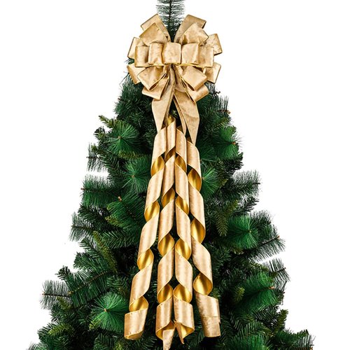 2.5 Inch Wide Gold Velvet Wired Ribbon 10 Yards Christmas Gold and Gold Double Sided Velvet Ribbon for Christmas Tree Wreaths Gift Wrapping Bows Home Decor (Gold)