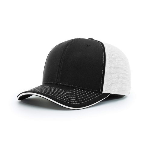 Richardson Unisex 172 Trucker Pulse Sportmesh R-Flex Baseball Cap, Split Black/White, Small/Medium