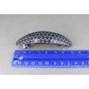 Black White curved barrette hair clip accessory 3.5 inches long circles hexagon print