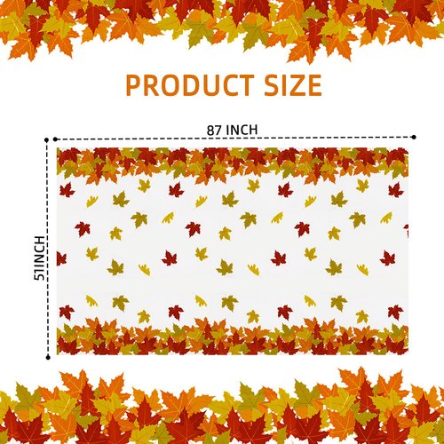 Scolor 3pcs Fall Leaf Tablecloth Maple Leaf Tablecloth Autumn Plastic Table Cover for Thanksgiving Party Autumn Harvest Fall Party Decorations