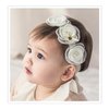 Quizzhe Baby Girls Pearl Floral Headband Soft Breathable Lace Flower Hairband Infant Baptism Christening Beanie Cap Newborns Hairband for Toddlers Baby Birthday Gifts (White)