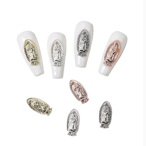 20PCS 3D Embossed Virgin Mary Nail Charms, Virgen De Guadalupe Diamonds Nail Art Charms, Nail Art Accessories for DIY Nail Art Design Nail Art Decoration and Jewelry Making for Women