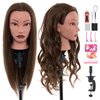 20" Mannequin Head Human Hair,90% Real Hair Mannequin Head,Cosmetology Human Hair Mannequin Doll Head for Hair Styling,Practice Braiding Styling Head with Table Clamp Braiding Set