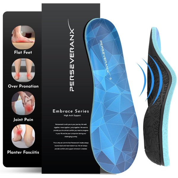 NASA Grade Plantar Fasciitis Insoles – High Arch Support Insoles Men Women - Shoe Insoles for Plantar Fasciitis Relief - Absorb Shock & Relieve Flat Foot Pain - Orthotics Inserts for Work & Standing