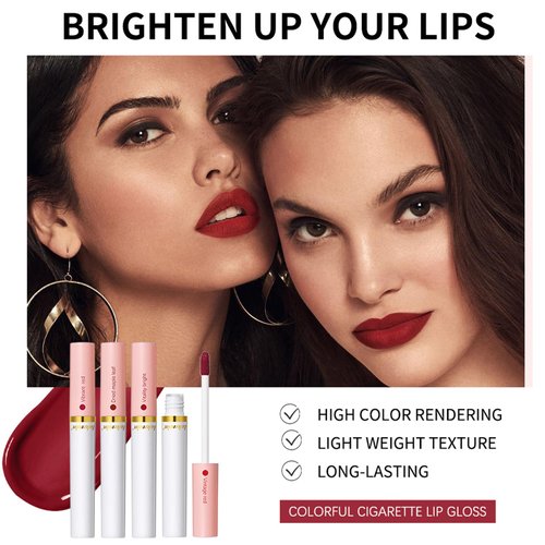 MEICOLY Matte Waterproof Liquid Lipstick Cigarettes Set Kit,4 Colors Lip Stain,Smoke Tube Cigarette Lipstick,Long Lasting Lip Gloss Lip Tint,Matte Lip Makeup for Women Girls,Set 3