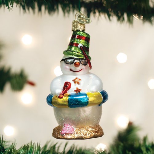 Old World Christmas Ornaments Snowman On Beach Glass Blown Ornaments for Christmas Tree