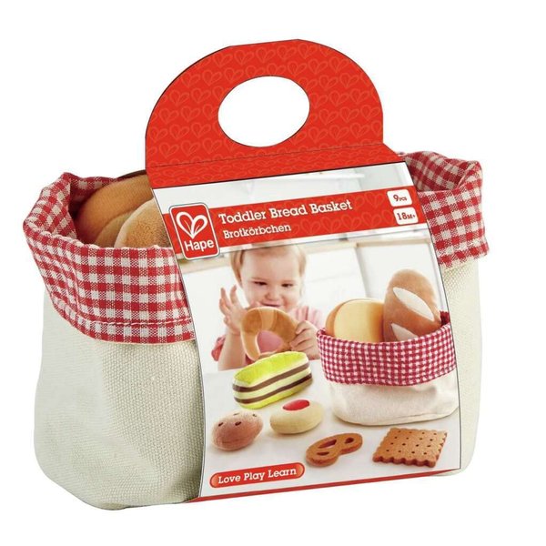 Hape Toddler Bread Basket |Soft Pretend Food Playset for Kids, Bread Toy Basket Includes Toast, Jam Cookie, Cake, Soda Biscuit and More