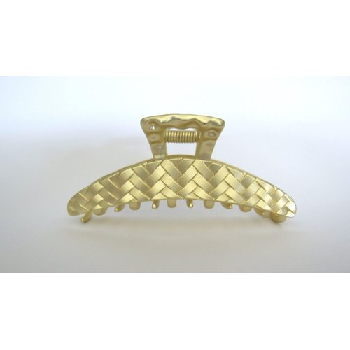 Generic Gold weave texture metal hair claw clip jaw clip for medium fine hair