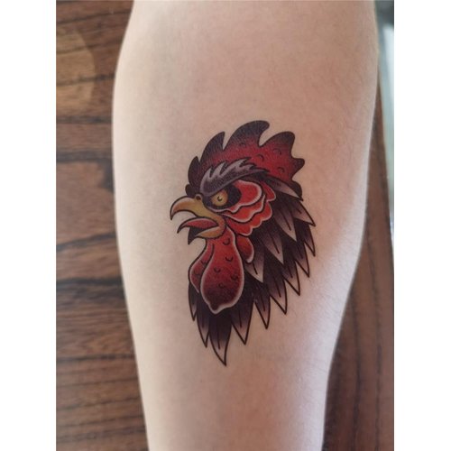 SanerLian Cock Chicken Temporary Tattoo Sticker Red Waterproof Teens Girls Boys Kids Party Favor Makeup Set of 5 (SF4513)