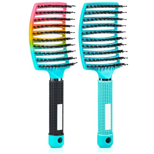 Detangling Brush Set for Curly, Wet or Dry Hair - Painless Brushes for Women & Kids with Less Damage (2 Pack)