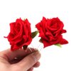 6Pcs U-Shape Red Rose Hair Clip Womens Bridal Flower Hair Pins Hair Accessories for Wedding Birthday Dance