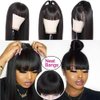 HAIRWAY Straight Wigs with 50% Human Hair and 50% Premium Japanese Fiber Like Real Human Hair Wig for Black Women Synthetic Wigs Straight Hair with Bangs for Daily Wear 14inches #1B