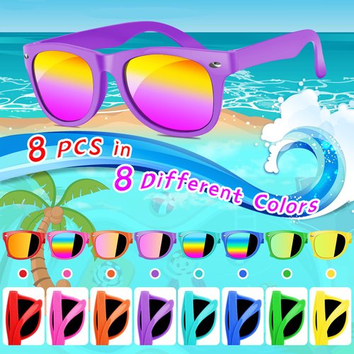 Kids Sunglasses Bulk, Kids Beach Party Favor,Neon Party Sunglasses with UV400 Protcection for Kids Age 3-8, Beach Pool Birthday Party Supplies, Goody Bag Favors, Great Gift for Kids Party Favors