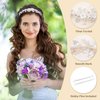 Oriamour Bridal Headband With Pearls Leaves Design Wedding Headbands For Women Girls Bridal Headpiece For Birthday Prom Parties (Silver)